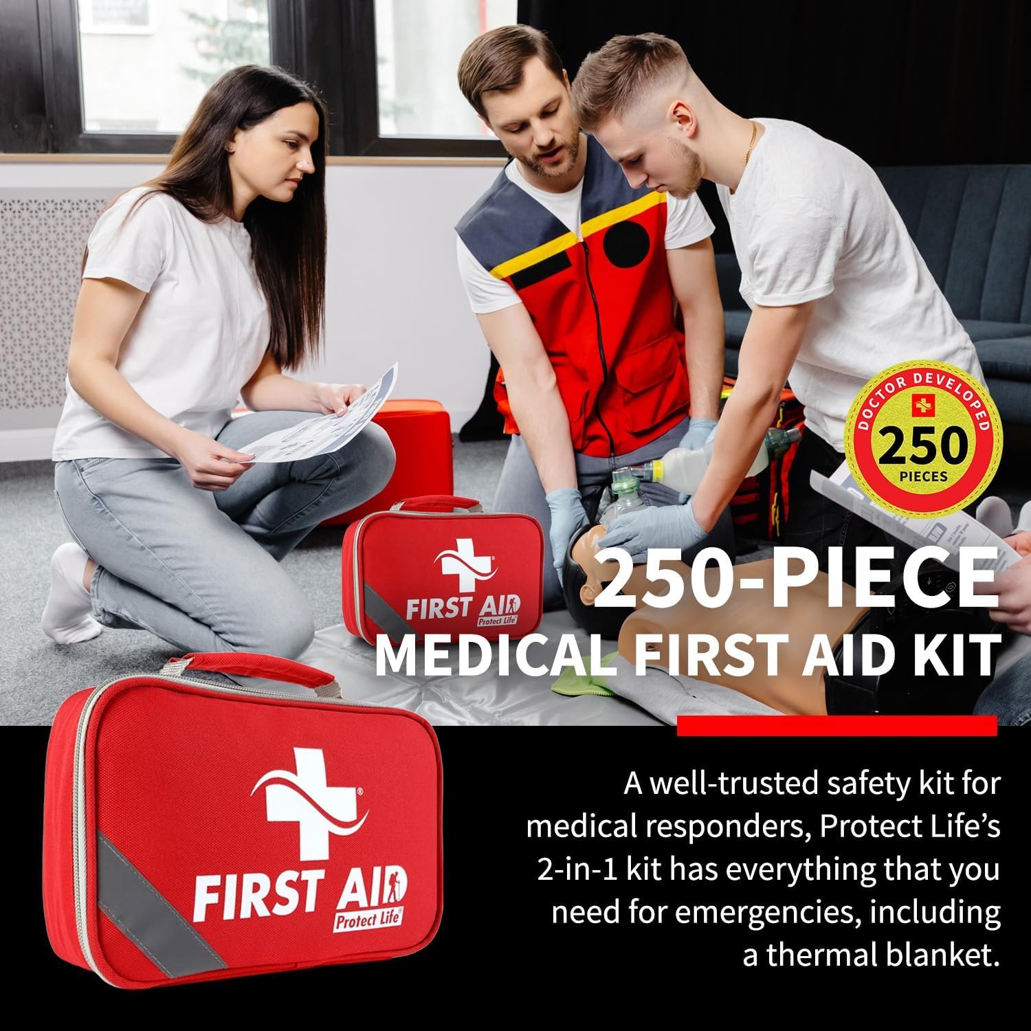 Reseña del kit primeros auxilio Protect Life 250 piezas, Kit de emergencias duradero