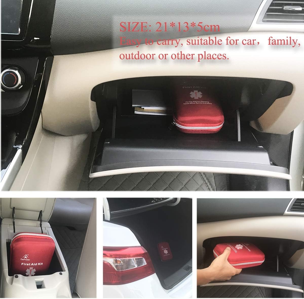 especificaciones del tamaño del Deftget Kit de primeros auxilios de 163 piezas